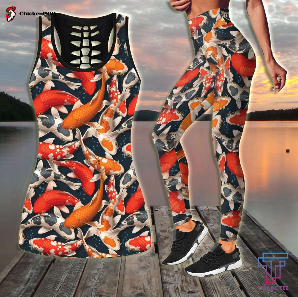 Koi Fish on skin Camo Combo Legging + Tank fishing outfit For Women Sport Gifts