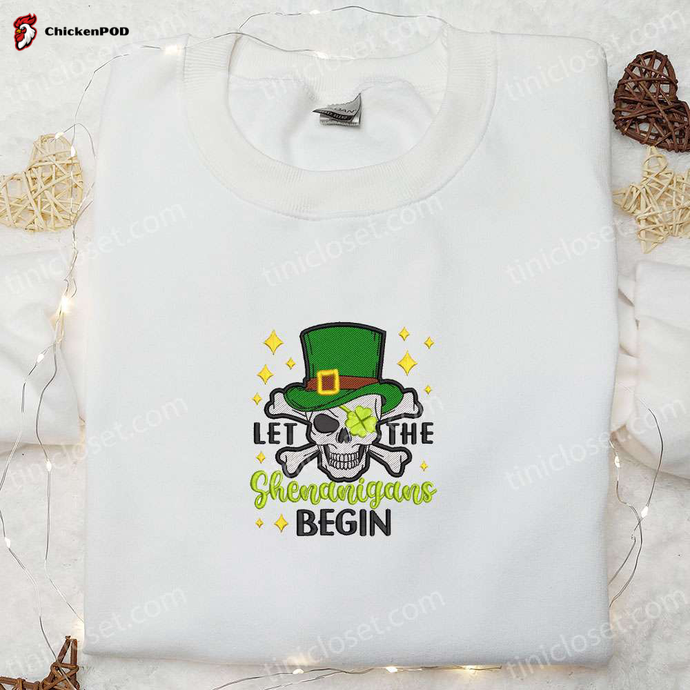 Shenanigans Begin: Shamrock Skull Shirt & St Patrick’s Day Hoodie – Perfect Holiday Gift