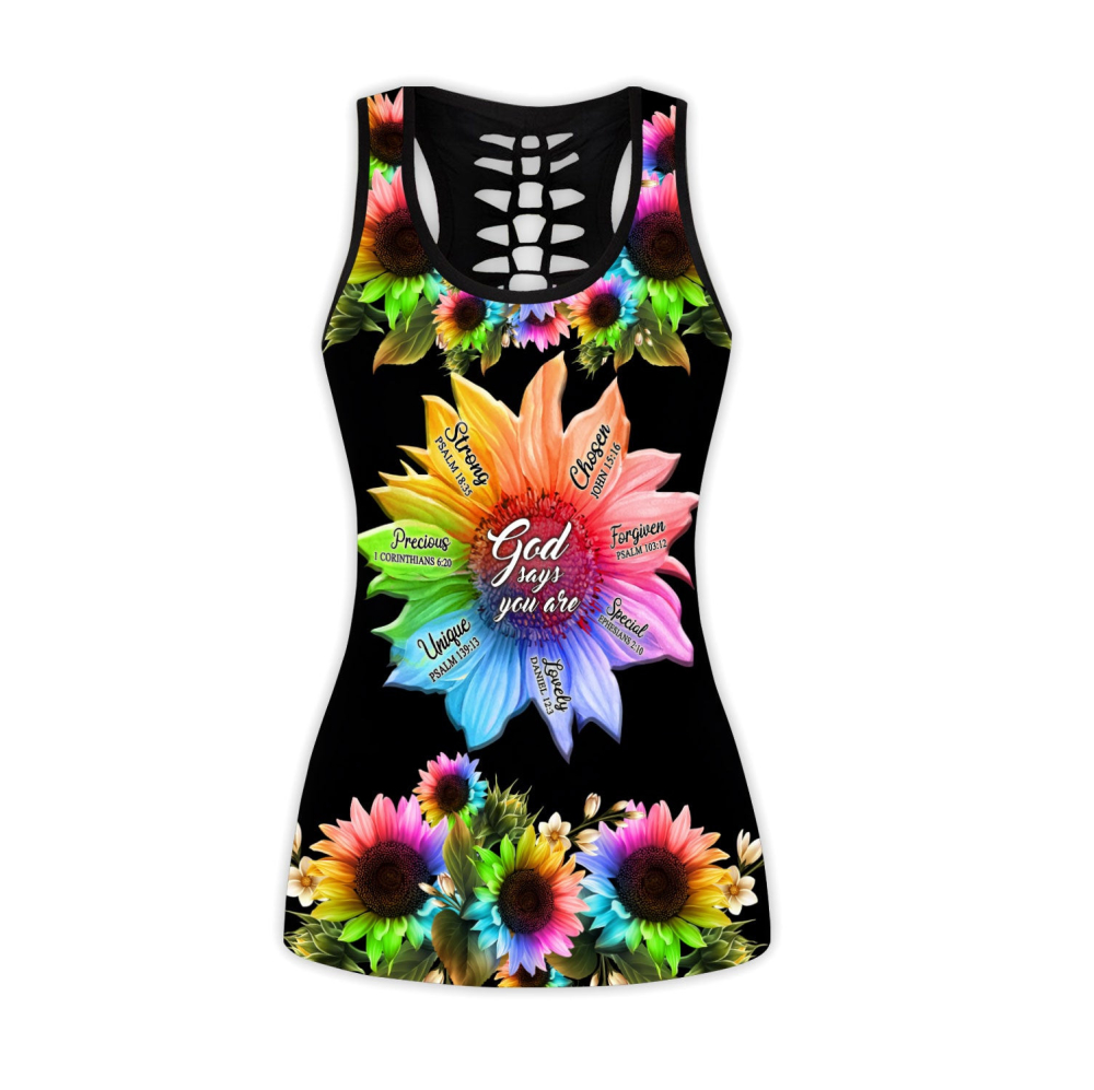 LGBT Pride Sunflower Rainbow God Say You Are Combo Tanktop + Legging