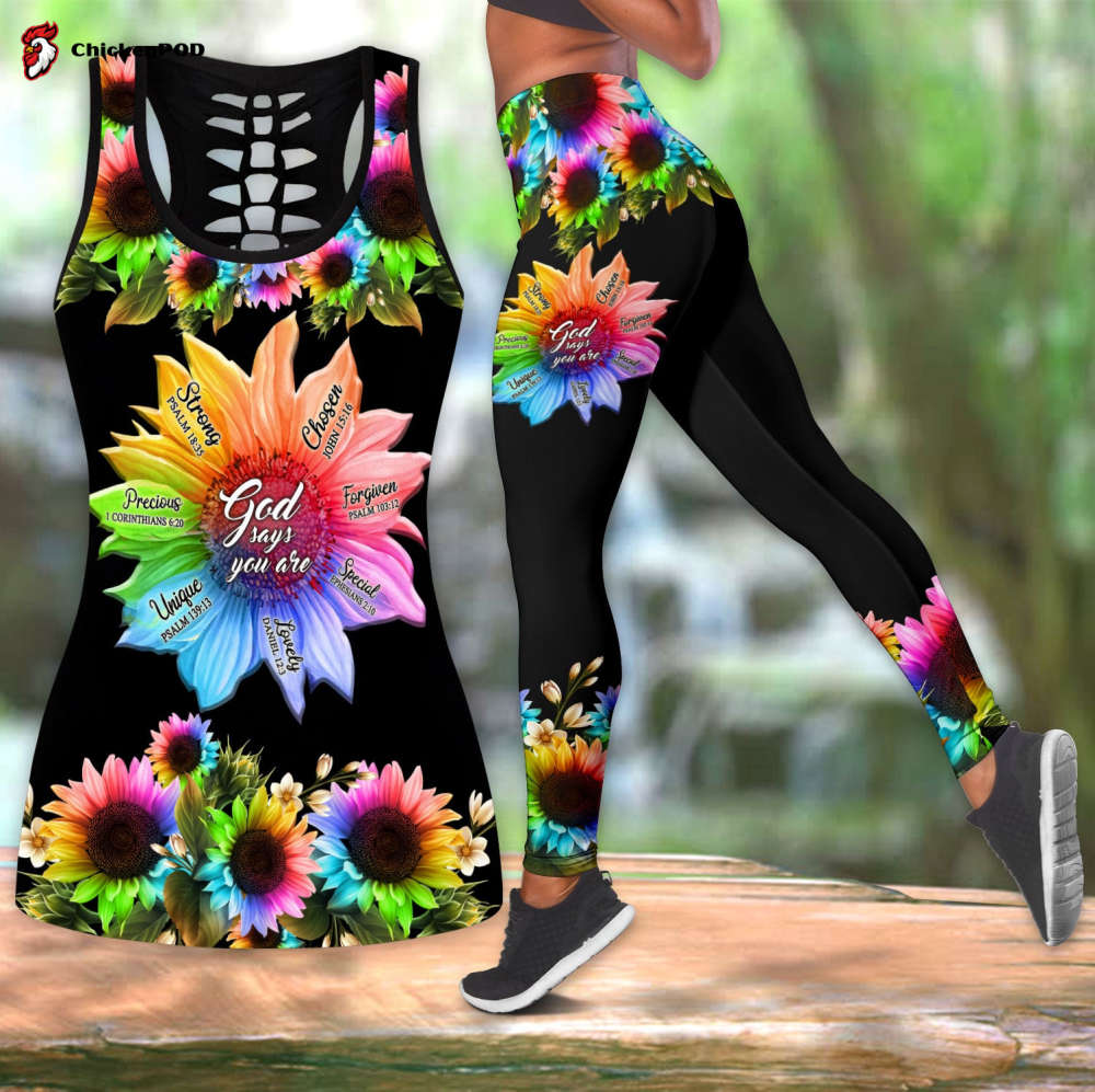 LGBT Pride Sunflower Rainbow God Say You Are Combo Tanktop + Legging