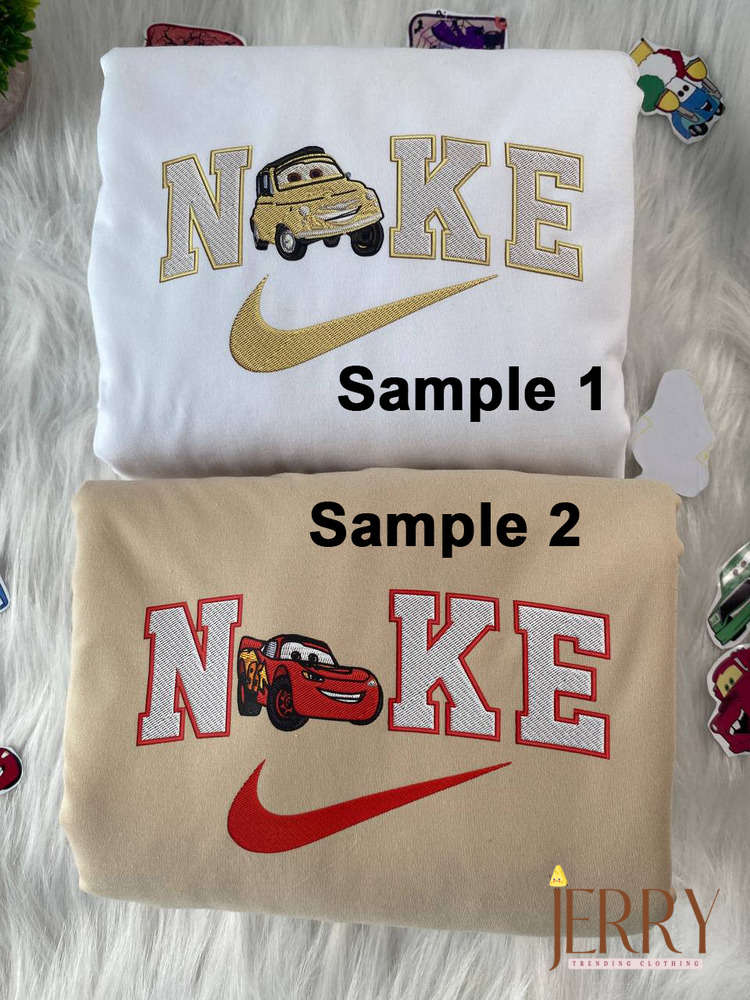 Disney Nike Embroidered Sweatshirts: Lightning McQueen and Sally Designs