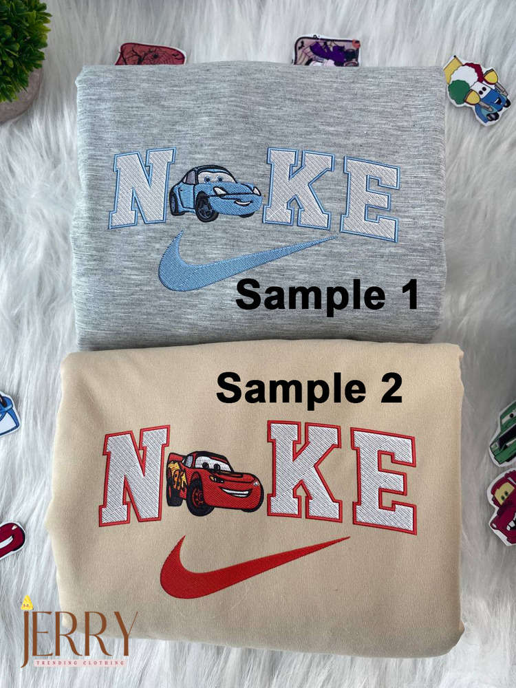 Disney Nike Embroidered Sweatshirts: Lightning McQueen and Sally Designs