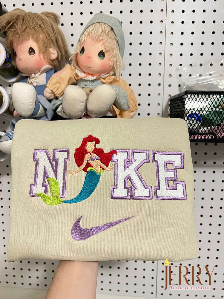 Disney Nike Little Mermaid Embroidered Sweatshirt: Magical Style with Iconic Characters