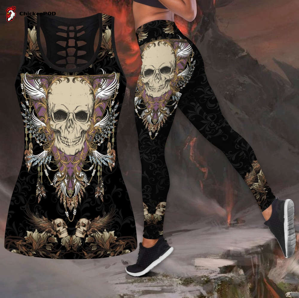 Love Skull 3D all over printed tanktop & legging outfit For Women Sport Gifts Q