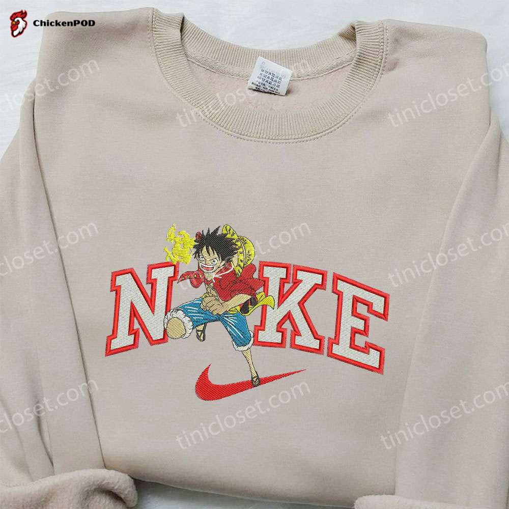 Luffy One Piece x Nike Embroidered Shirt: Unique Collaboration for Fans – Get Your Nike Inspired One Piece Embroidered Shirt Now!