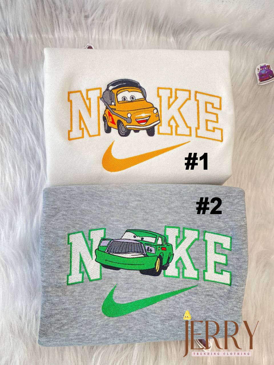 Disney Nike Embroidered Sweatshirts: Luigi and Chick Hicks Cars Collection