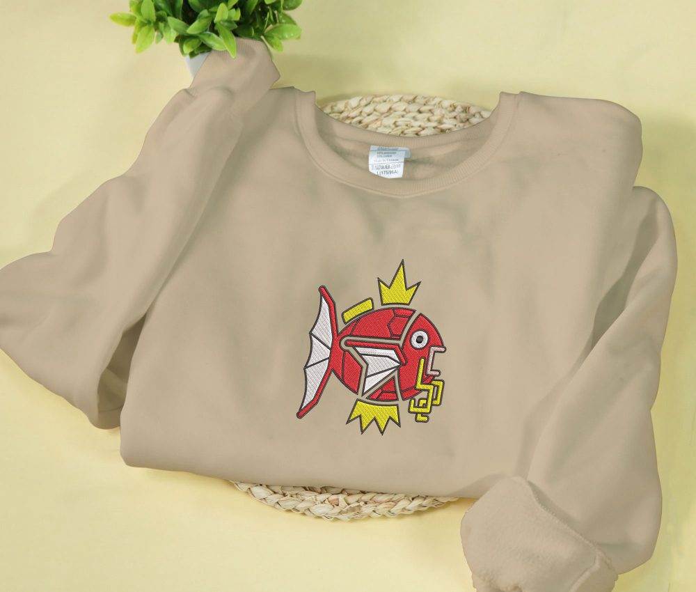 Anime Magikarp Embroidered Sweatshirt – Monster Hunter Style Gift