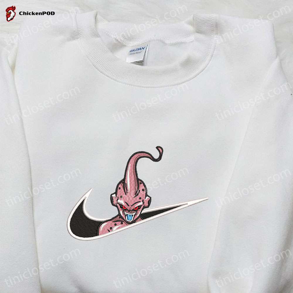 Majin Buu x Nike Swoosh Anime Embroidered Shirt – Dragon Ball & Nike Inspired Design