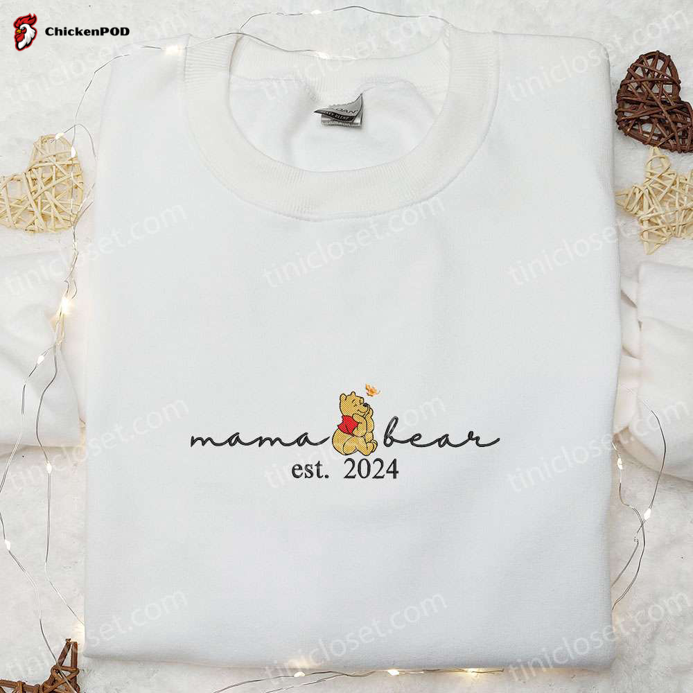 Mama Bear Sunflower Rainbow Embroidered Shirt & Hoodie: Best Mother’s Day Gift for Mom