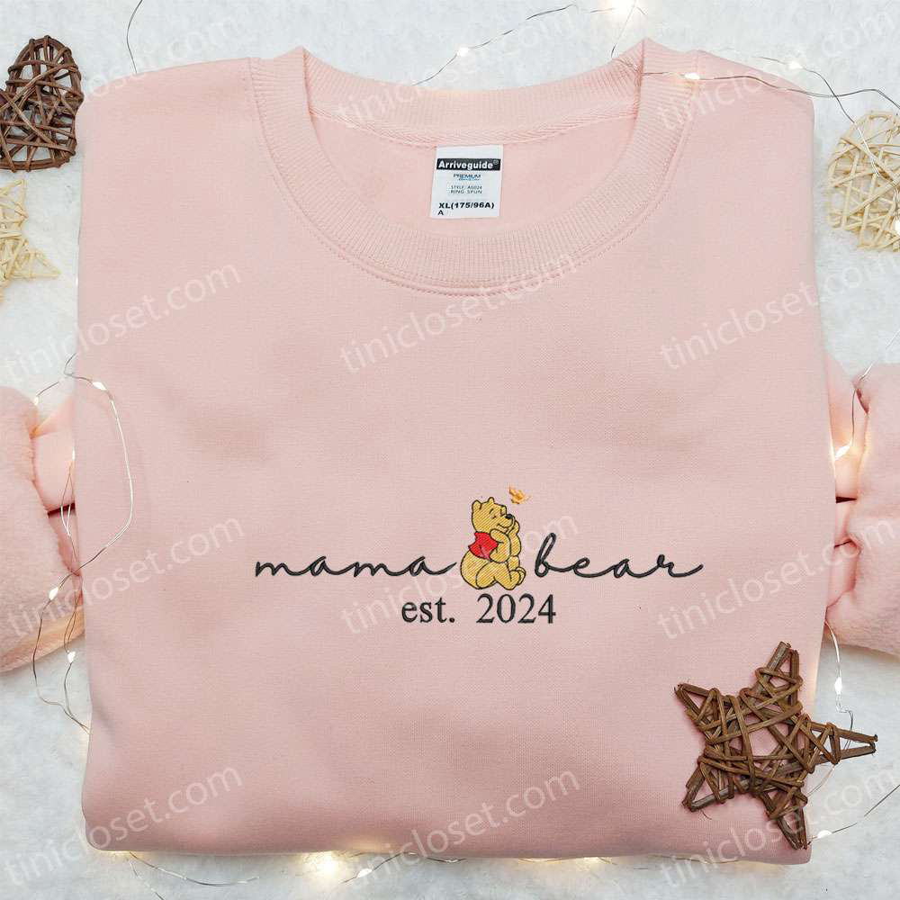 Mama Bear Winnie The Pooh Embroidered Shirt & Disney Characters Hoodie: Perfect Mother’s Day Gift