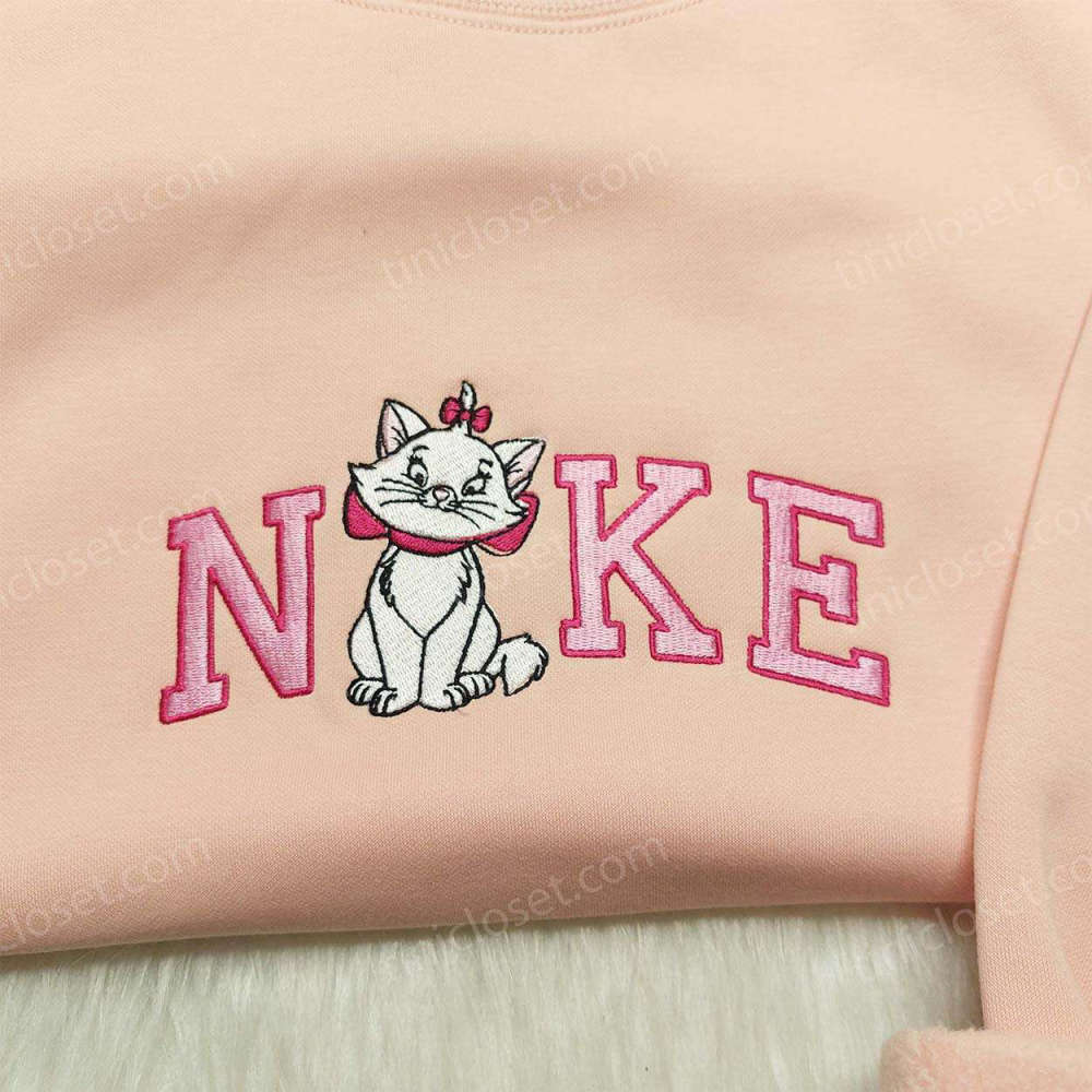 Marie Cat Nike Embroidered Sweatshirt Disneyland Family Shirts Nike Inspired Hoodie