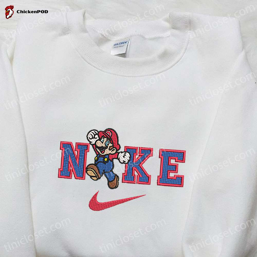 Super Mario x Nike Cartoon Embroidered Shirt: Playful & Stylish Nike Inspired Tee