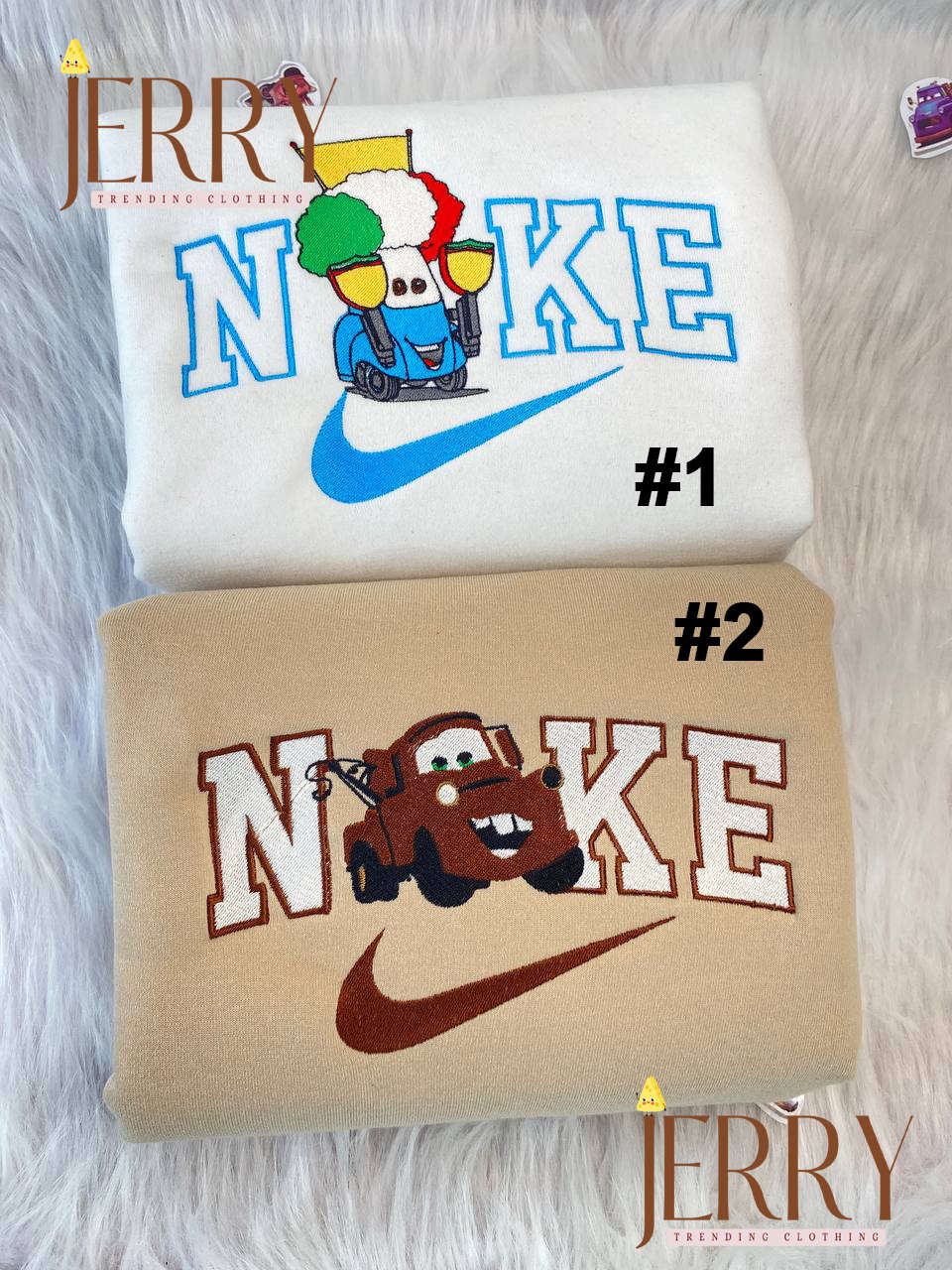 Disney Cars Nike Embroidered Sweatshirts: Mater and Guido Collection