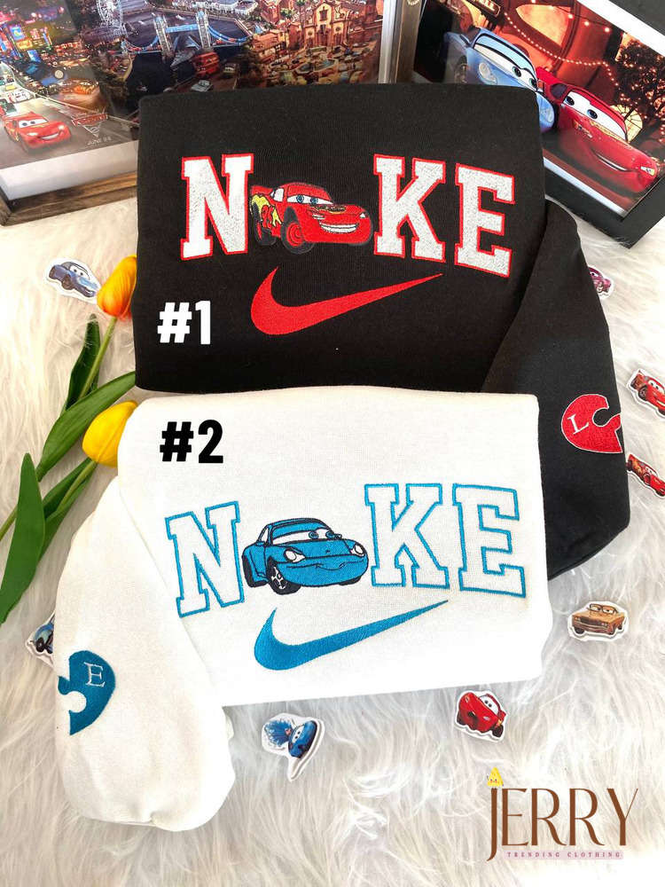 McQueen and Sally Cars Disney Nike Embroidered Sweatshirts: Stylish Characters Meet Quality Nike Comfort