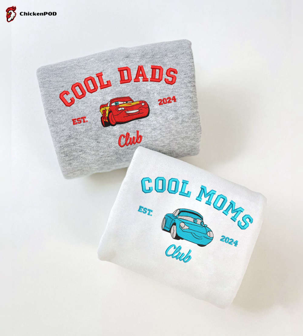 Mcqueen Cool Dads Club – Sally Cool Moms Club Embroidered Sweatshirt: Cartoon Couple Crewneck Mother s Day Gift