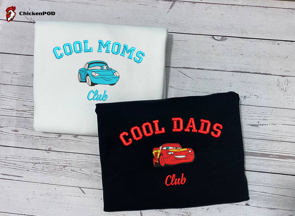 Mcqueen Cool Dads & Sally Cool Moms Club Embroidered Sweatshirt: Cartoon Couple Crewneck Mother s Day Gift