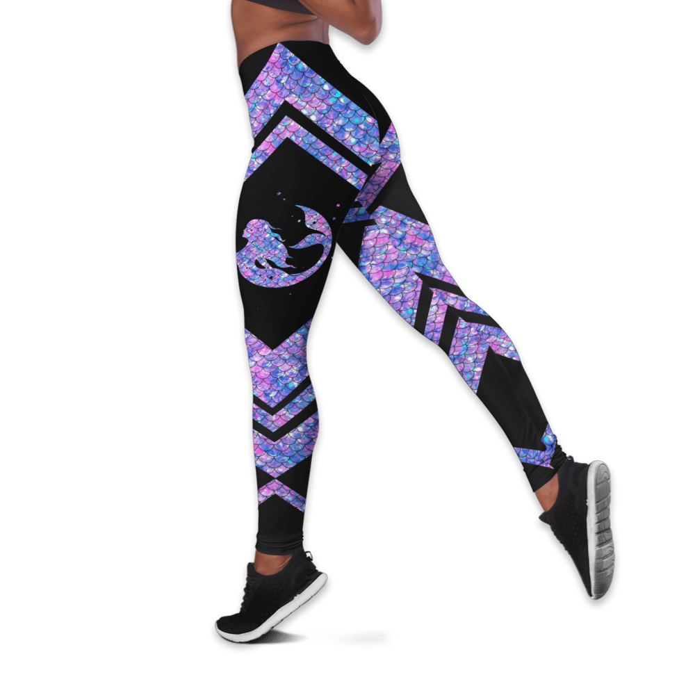 Mermaid D Printed Combo Legging + Hollow Tanktop