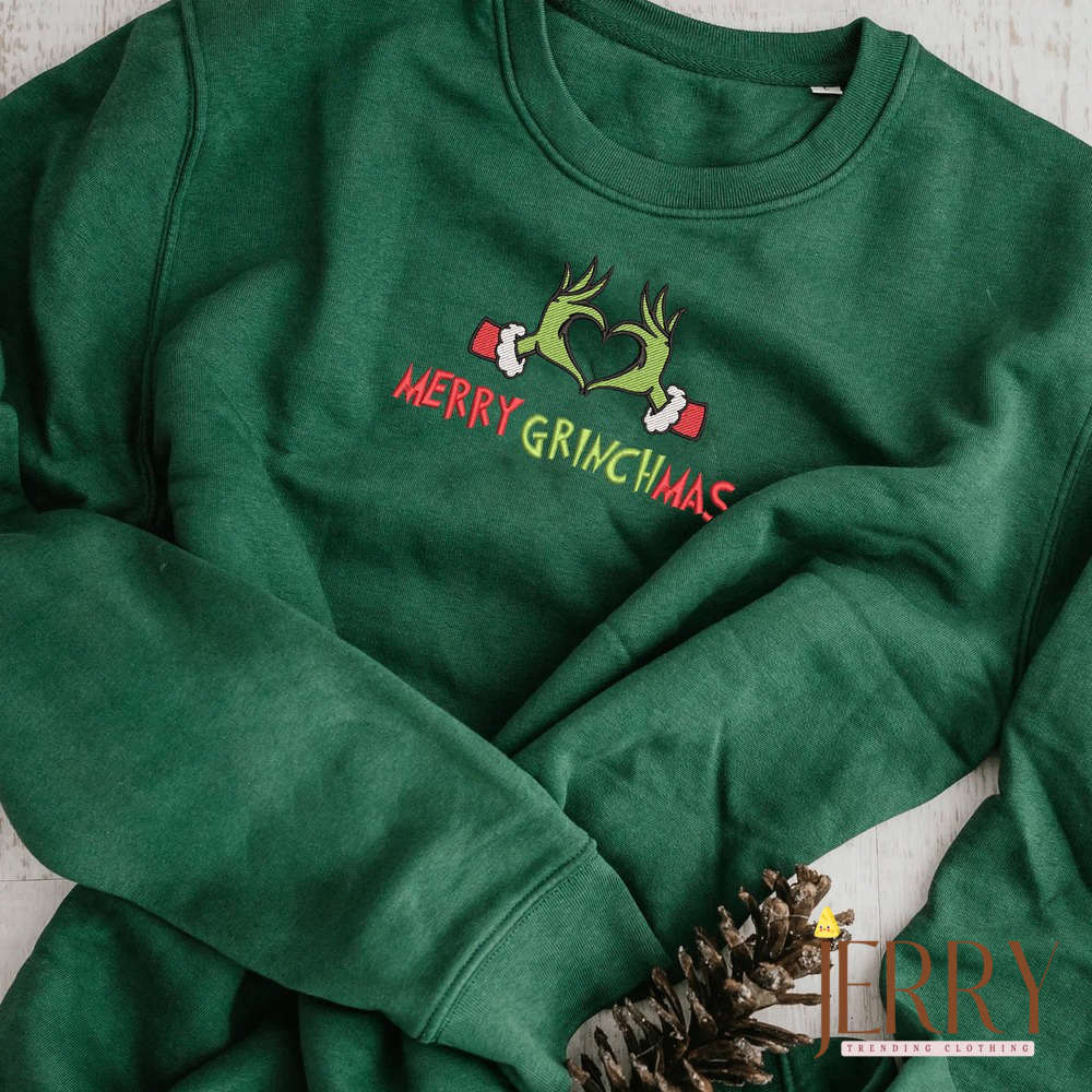 Merry Grinchmas Embroidered Shirt: Festive & Fun Grinch Shirt