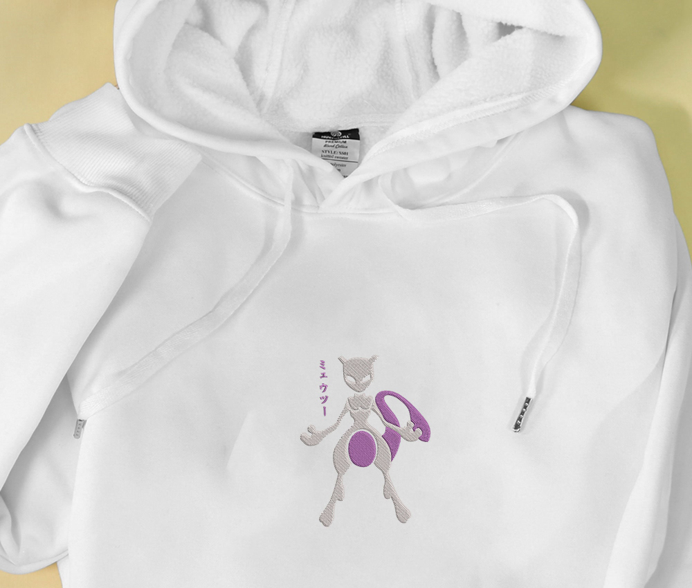 Mewtwo Embroidered Hoodie – Psychic Sweatshirt & Shirt Gift