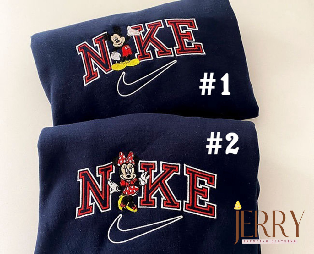 Disney Nike Embroidered Sweatshirt: Mickey and Minnie Couple Unique & Stylish