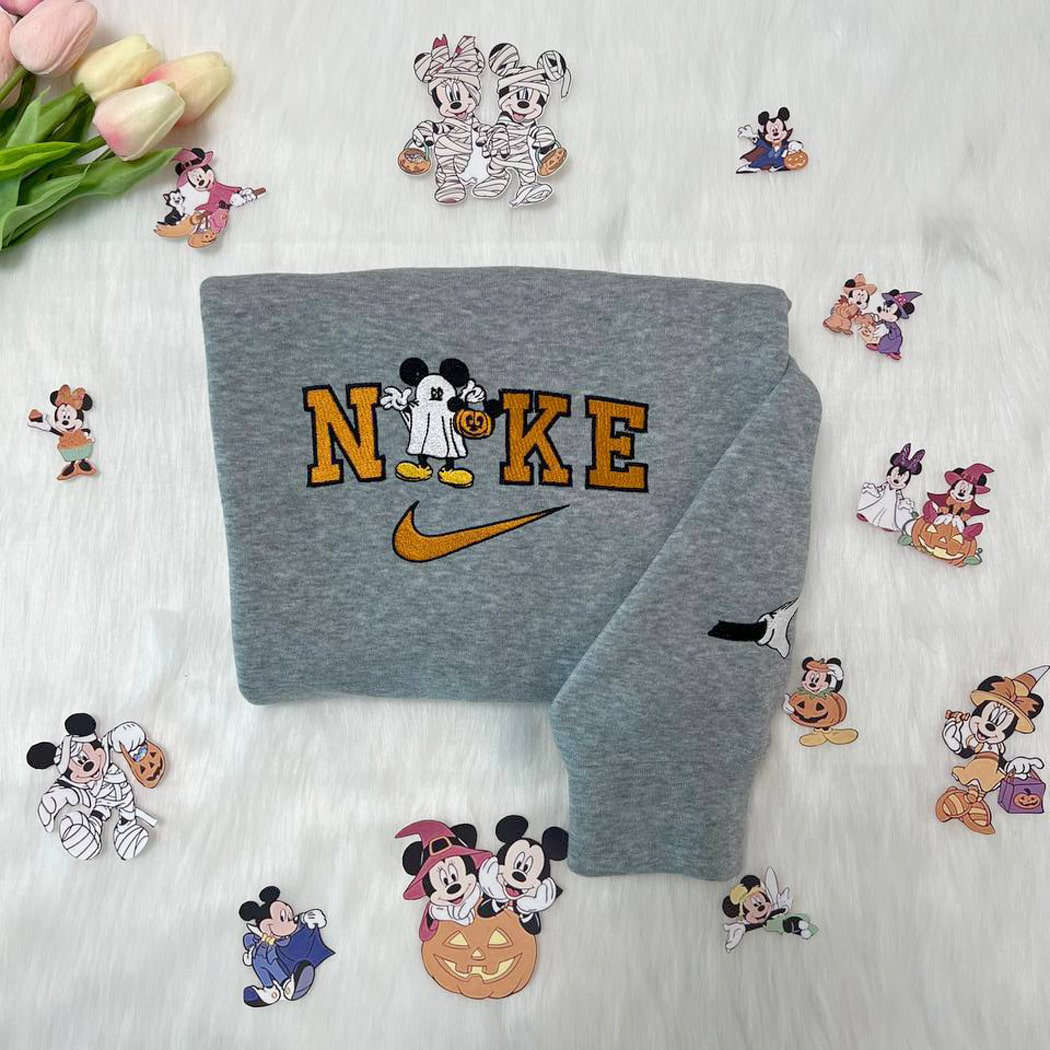 Mickey Mouse Halloween Nike Embroidered Sweatshirts: Spooky Fun for Couples!