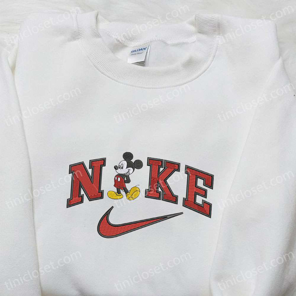 Mickey Mouse x Nike Cartoon Embroidered Shirt: Custom Birthday Gift for Nike Fans