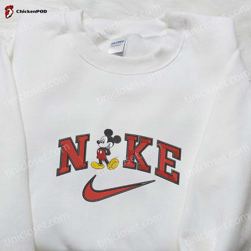 Mickey Mouse x Nike Cartoon Embroidered Shirt: Custom Birthday Gift for Nike Fans