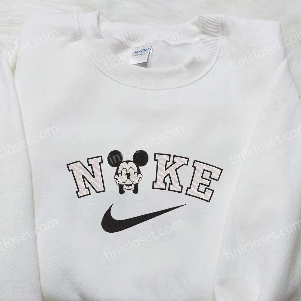 Mickey Mouse x Nike Embroidered Hoodie & Disney Shirt: Stylish Nike Inspired Embroidery