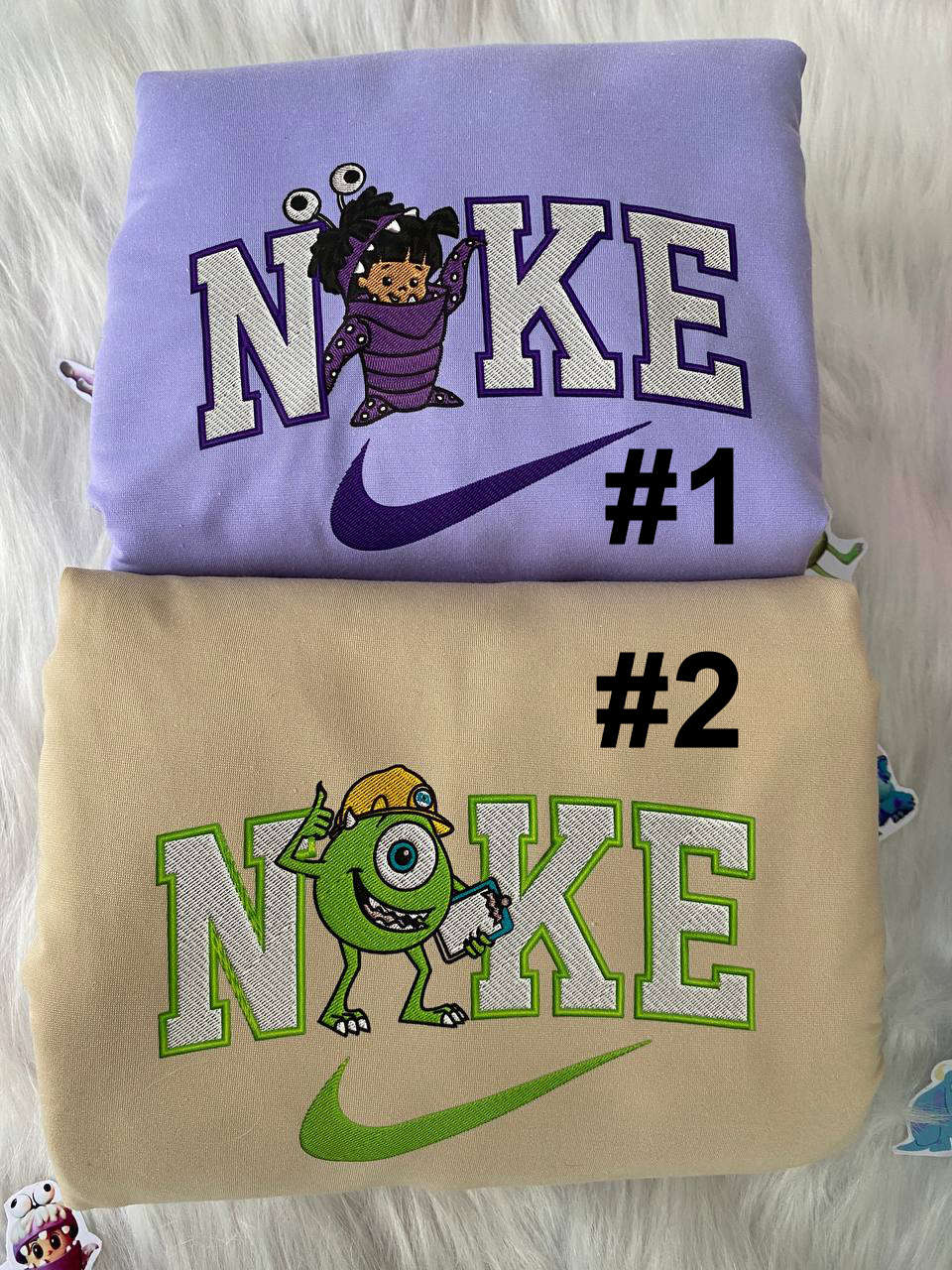 Mike Wazowski Monsters Disney Nike Embroidered Sweatshirts: Unique Disney Nike Sweats with Mike Wazowski Design