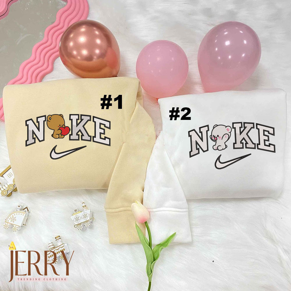 Milk And Mocha Nike Embroidered Sweatshirt – Perfect Valentines Day Gift for Couples