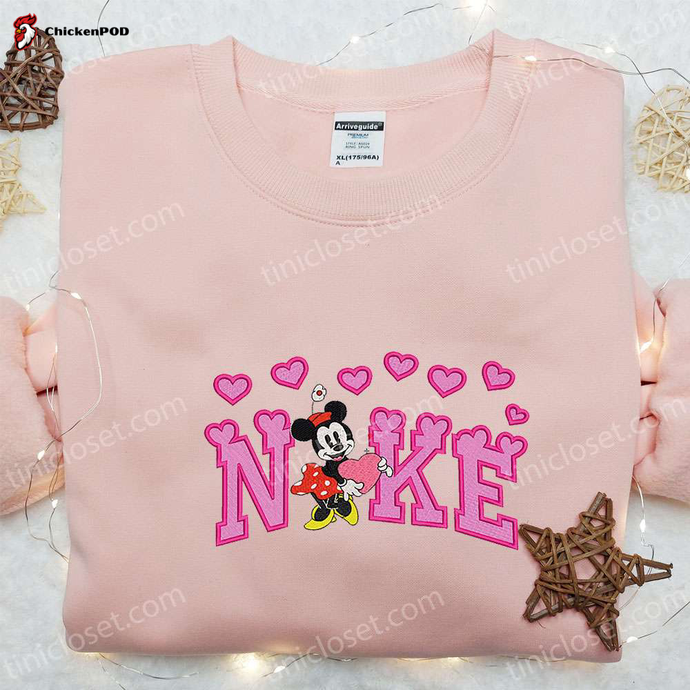 Minnie Mouse Heart x Nike Cartoon Embroidered Shirt: Best Valentine’s Day Gift – Nike Inspired Cute Design