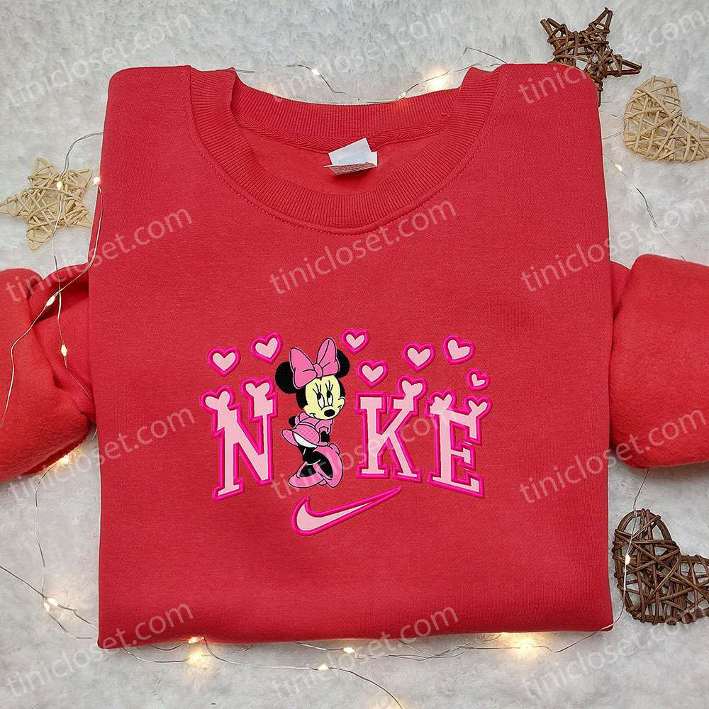 Minnie Mouse Heart x Nike Cartoon Embroidered Sweatshirt: Best Valentine’s Day Gift – Nike Inspired Shirt