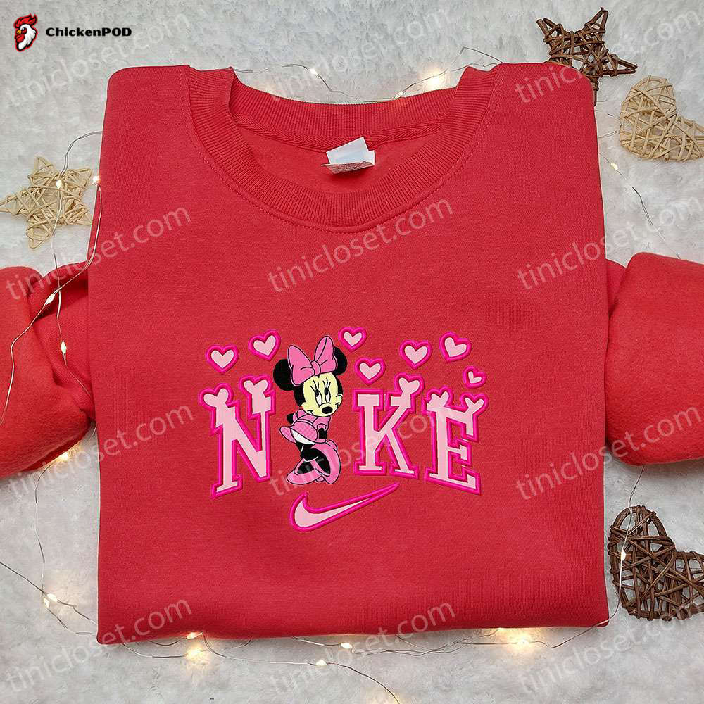 Minnie Mouse Heart x Nike Cartoon Embroidered Sweatshirt: Best Valentine’s Day Gift – Nike Inspired Shirt