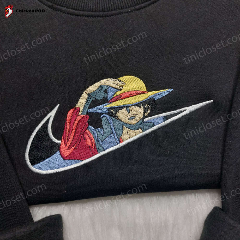 Monkey D Luffy Embroidered Shirt One Piece Hoodie & Custom Nike Sweatshirt – Stylish Anime Apparel for Fans Shop Now!