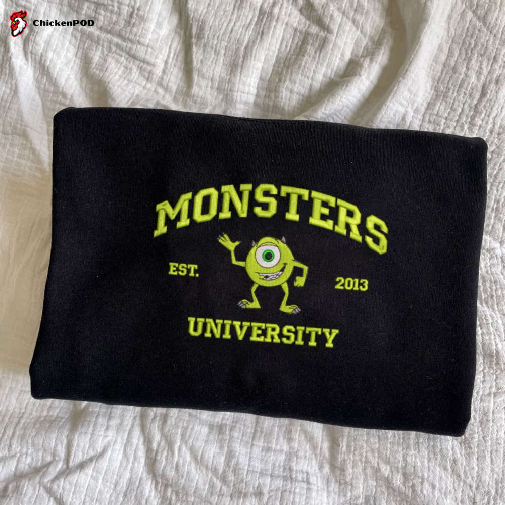 Monster s University Embroidered Sweatshirts: Mike Cartoon Crewneck and Movie Shirts – Disney Shirt & Hoodie