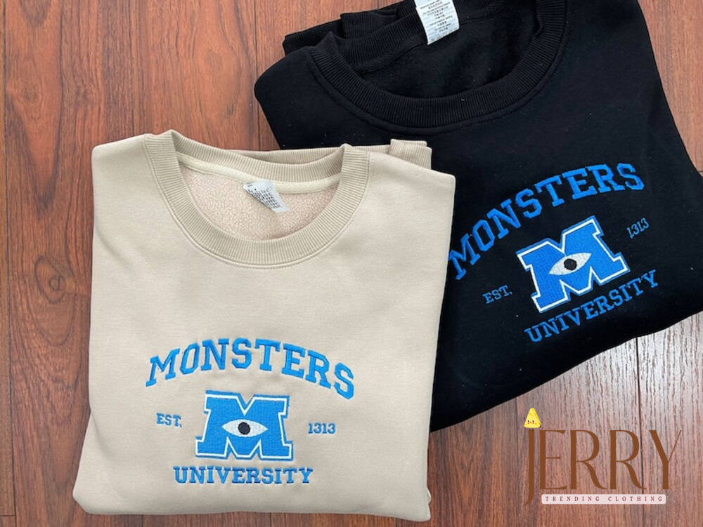 Disney Monster’s University Crewneck Embroidered Sweatshirts: Fun & Cozy Disney Apparel