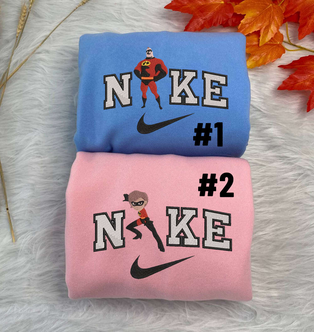 Disney Mr and Mrs Incredibles Nike Sweatshirts: Embroidered Magic for Couples