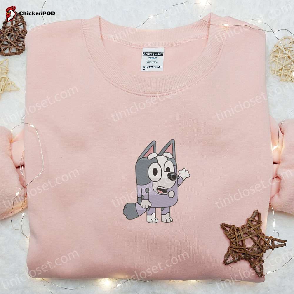 Bluey Cartoon Embroidered Hoodie & Muffin Shirt: Best Gift Idea for Cartoon Lovers