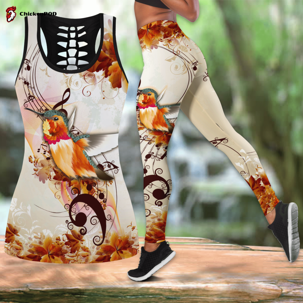 Music and Hummingbird tanktop & legging outfit For Women Sport Gifts