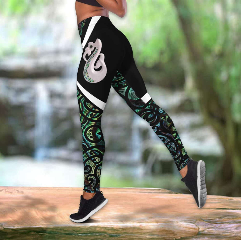 New Zealand Maori Manaia Paua Shell tank top & leggings outfit For Women Sport Gifts