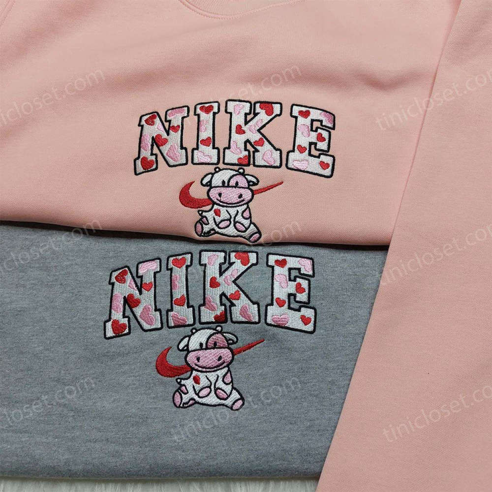 Nike Cow Heart Love Embroidered Sweatshirt: Animal Hoodie Best Valentine’s Day Gift