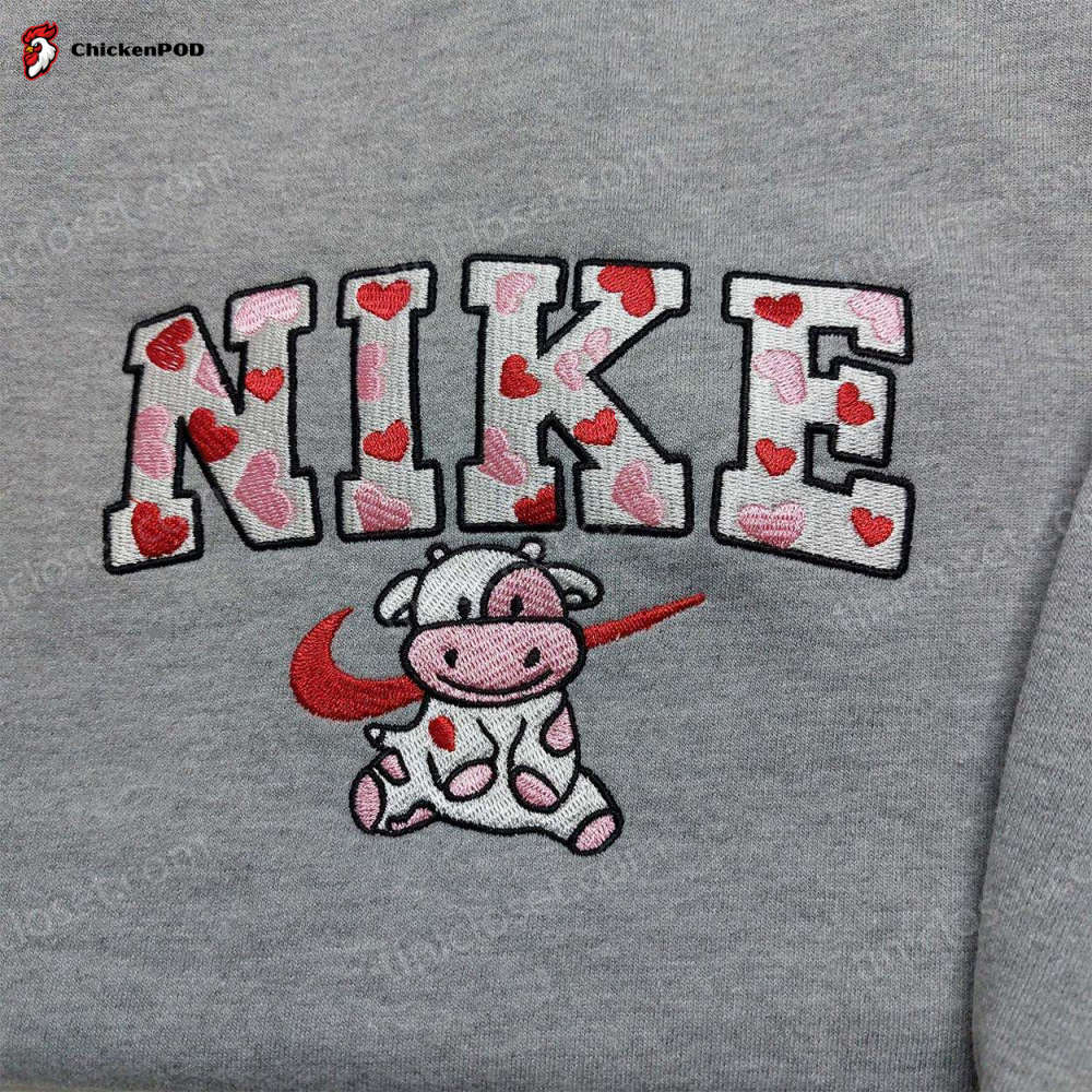 Nike Cow Heart Love Embroidered Sweatshirt: Animal Hoodie Best Valentine’s Day Gift