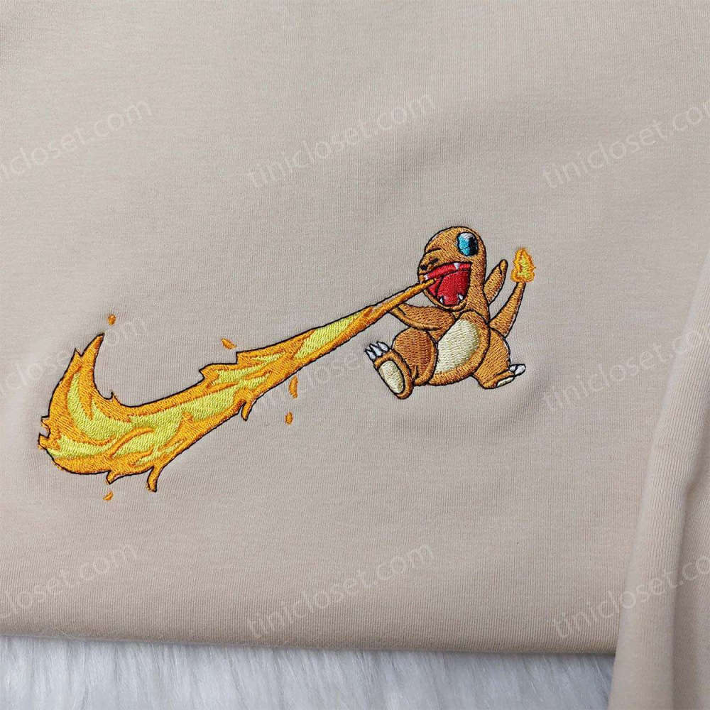 Exclusive Nike Swoosh Pokemon Charmander Embroidered Shirt Hoodie & Sweatshirt – Customizable Collection!