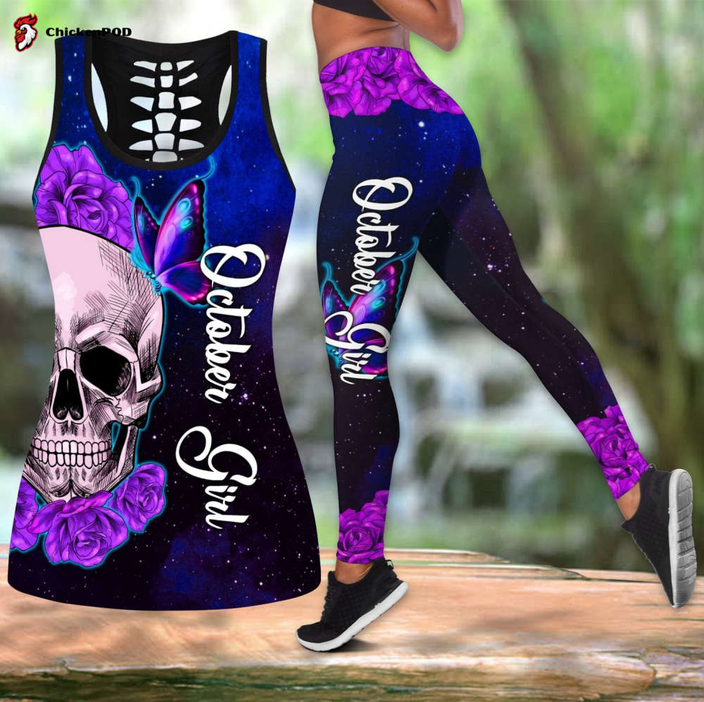 October Girl-Skull Combo Tank Top + Legging Sport GiftsS