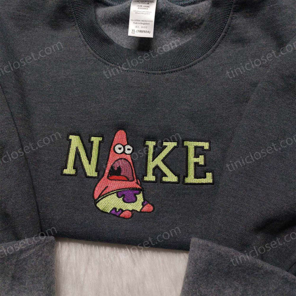 Patrick Star Nike Embroidered Shirt: Cartoon Sweatshirt Best Gift for Friends