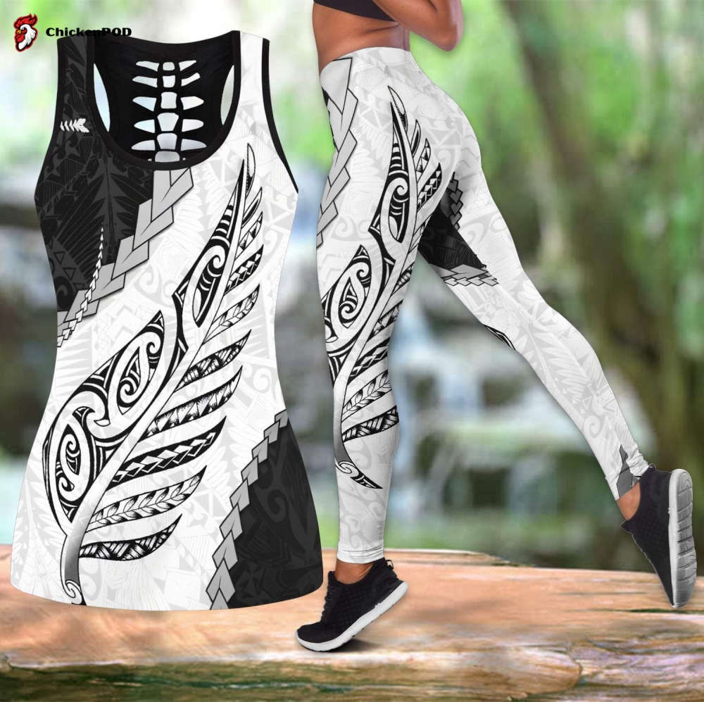 Paua Shell Maori Silver Fern tank top & leggings outfit For Women Sport Gifts