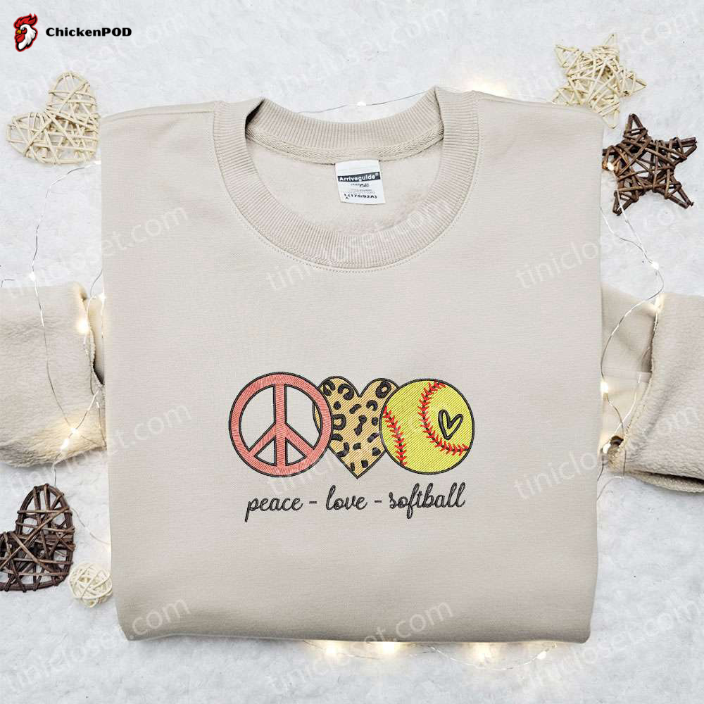 Peace Love Softball: Mother’s Day Embroidered Shirt & Hoodie – The Best Gift For Mom