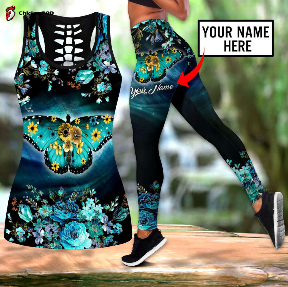 Personalized Butterfly legging + hollow tank combo