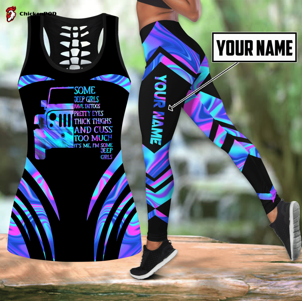 Personalized Jeep girl leggings + hollow tank combo