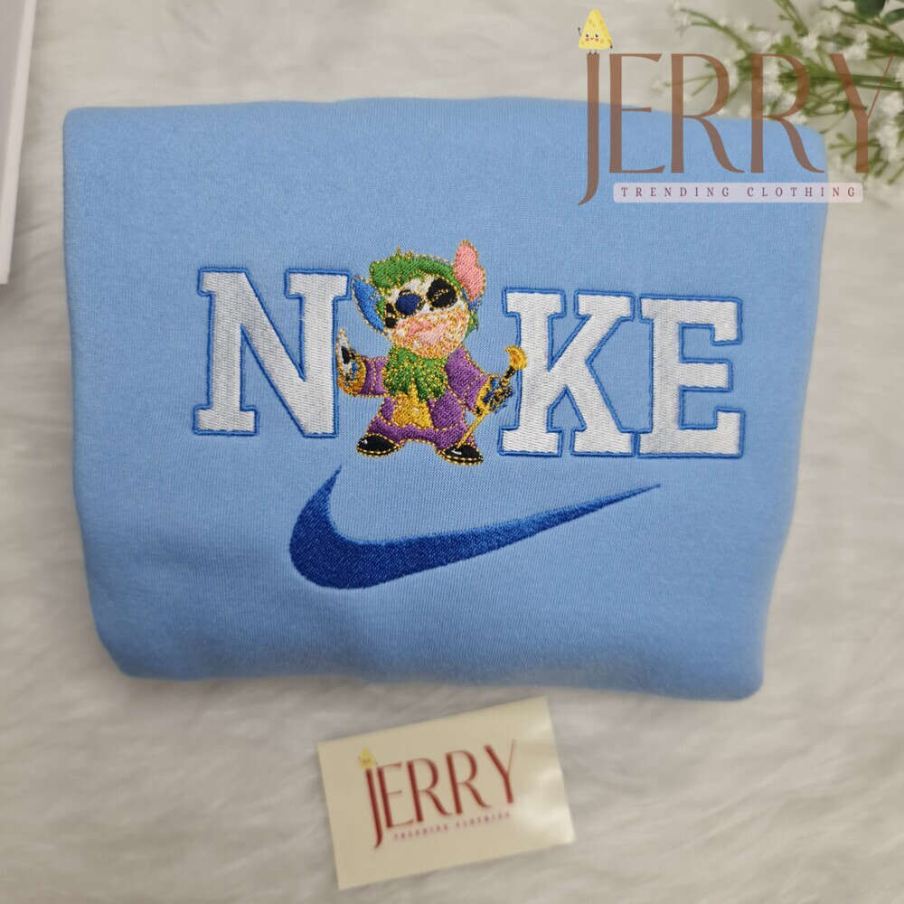 Custom Harley Quinn Stitch Nike Sweatshirt – Perfect Halloween Couple Gift